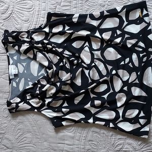 Calvin Klein PL Black/Tan Sleeveless Drop Front Blouse